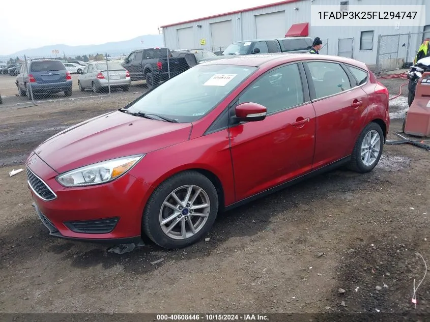 2015 Ford Focus Se VIN: 1FADP3K25FL294747 Lot: 40608446