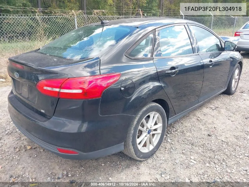 2015 Ford Focus Se VIN: 1FADP3F20FL304918 Lot: 40614912