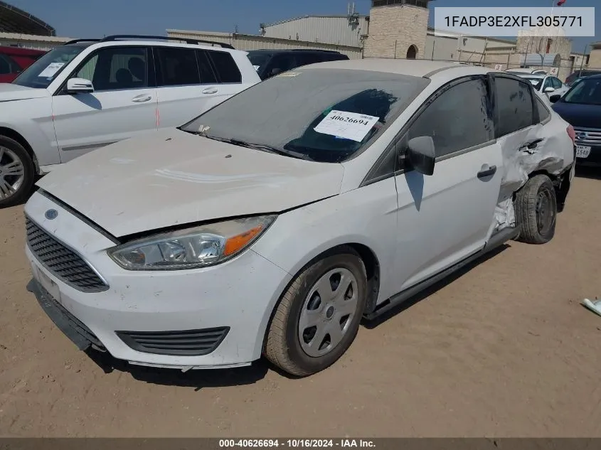 2015 Ford Focus S VIN: 1FADP3E2XFL305771 Lot: 40626694