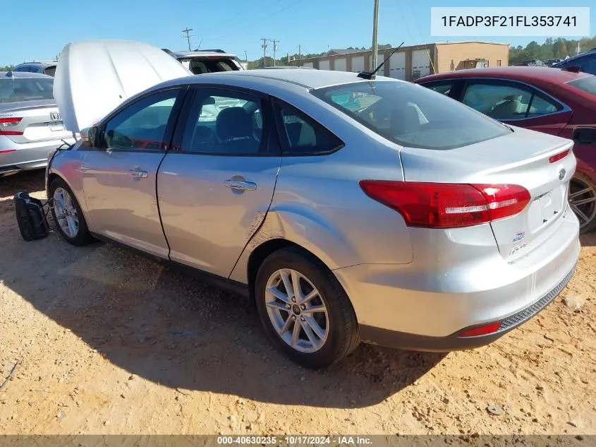 2015 Ford Focus Se VIN: 1FADP3F21FL353741 Lot: 40630235