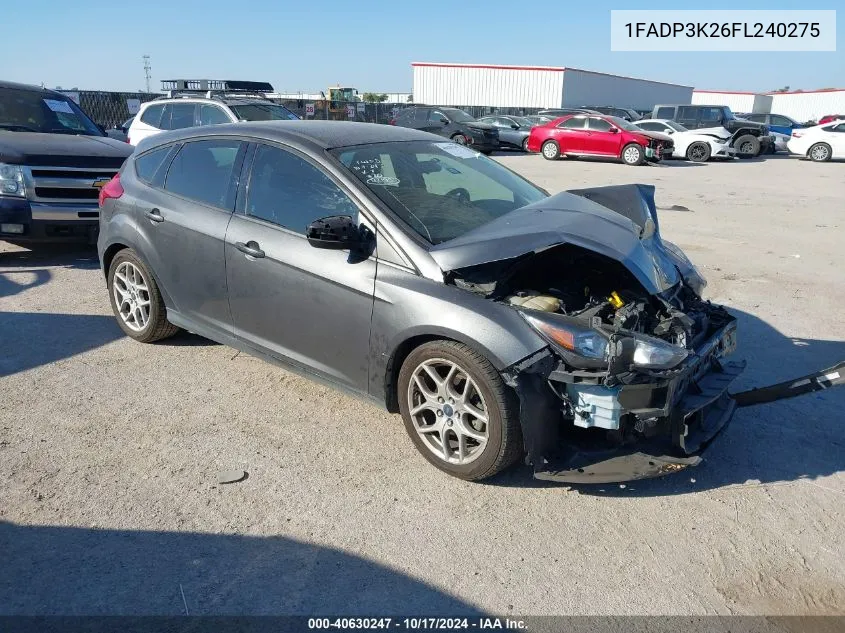 2015 Ford Focus Se VIN: 1FADP3K26FL240275 Lot: 40630247