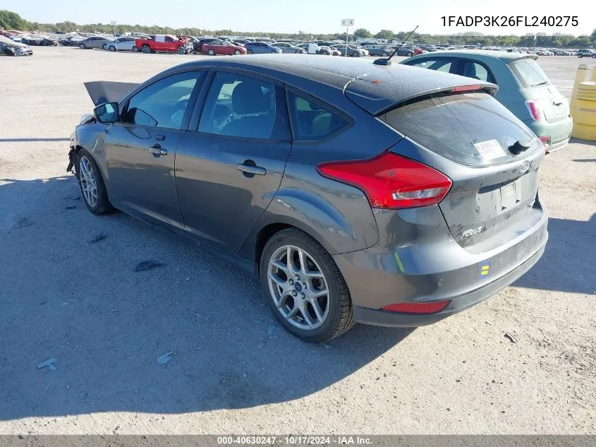 2015 Ford Focus Se VIN: 1FADP3K26FL240275 Lot: 40630247