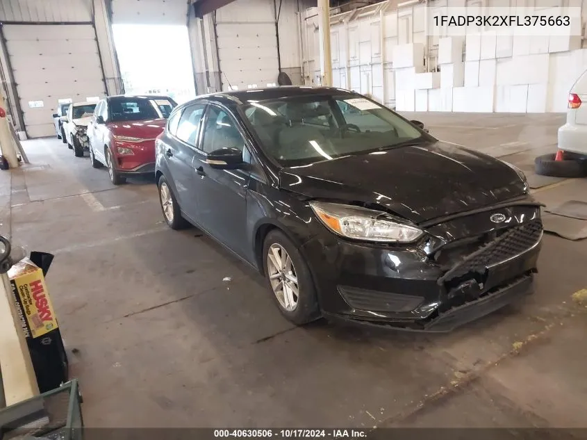 2015 Ford Focus Se VIN: 1FADP3K2XFL375663 Lot: 40630506