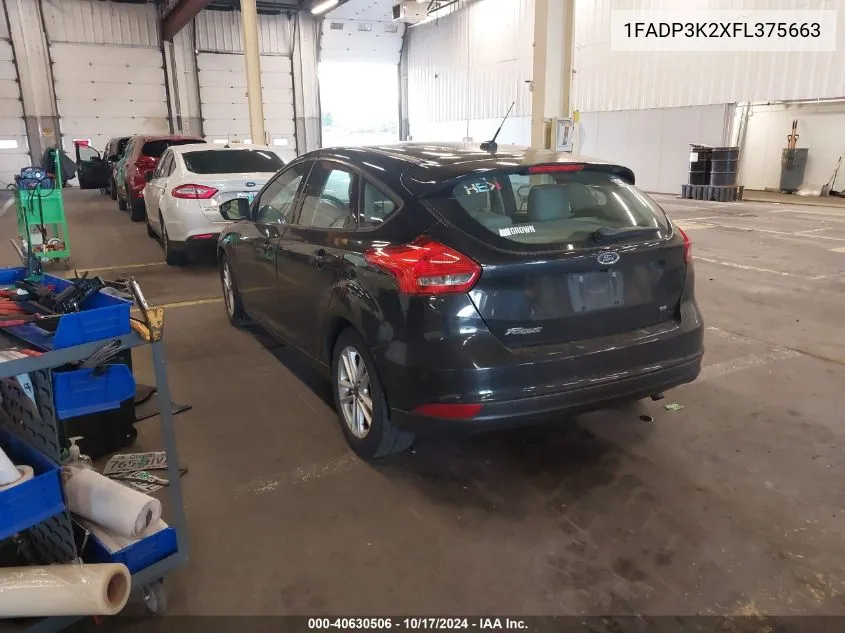 2015 Ford Focus Se VIN: 1FADP3K2XFL375663 Lot: 40630506