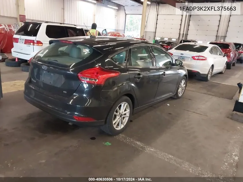 2015 Ford Focus Se VIN: 1FADP3K2XFL375663 Lot: 40630506