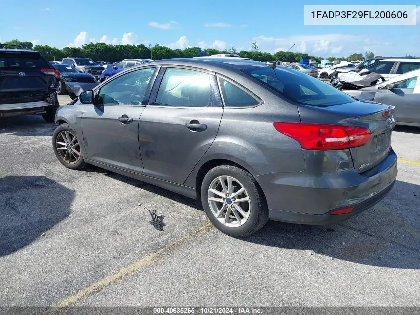 2015 Ford Focus Se VIN: 1FADP3F29FL200606 Lot: 40635265