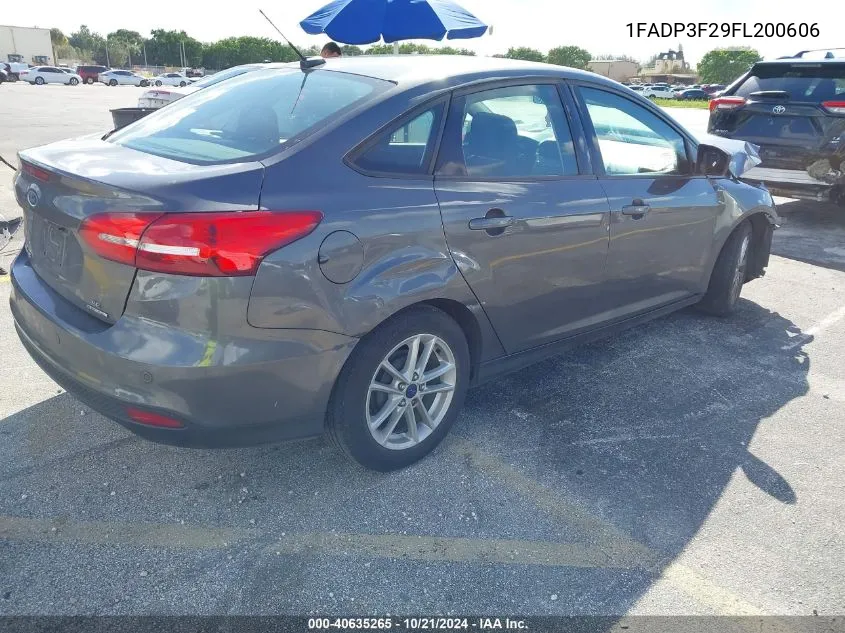 2015 Ford Focus Se VIN: 1FADP3F29FL200606 Lot: 40635265