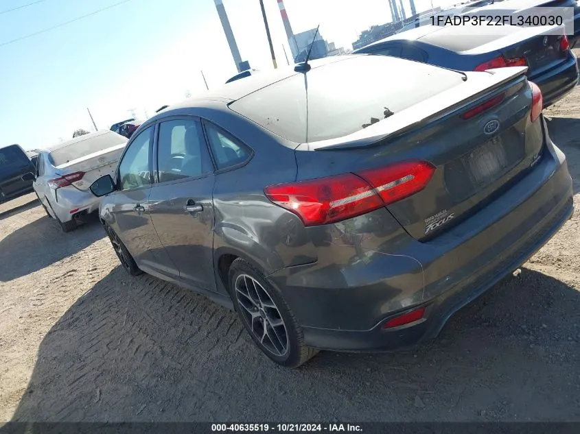 2015 Ford Focus Se VIN: 1FADP3F22FL340030 Lot: 40635519