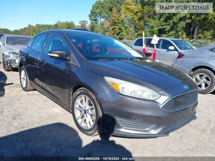 2015 Ford Focus Se VIN: 1FADP3F25FL321603 Lot: 40650200