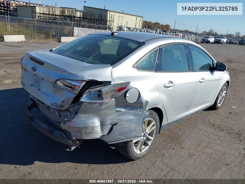 2015 Ford Focus Se VIN: 1FADP3F22FL325785 Lot: 40651567