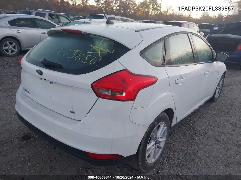 2015 Ford Focus Se VIN: 1FADP3K20FL339867 Lot: 40659641