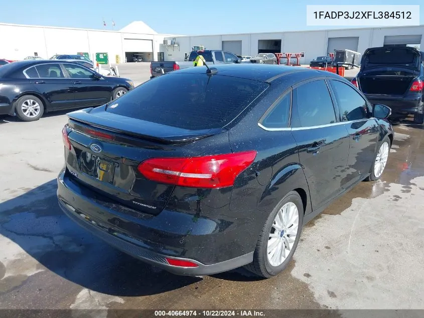 2015 Ford Focus Titanium VIN: 1FADP3J2XFL384512 Lot: 40664974