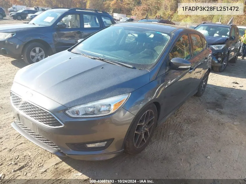 2015 Ford Focus Se VIN: 1FADP3K28FL251472 Lot: 40667693