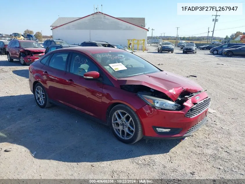 2015 Ford Focus Se VIN: 1FADP3F27FL267947 Lot: 40668358