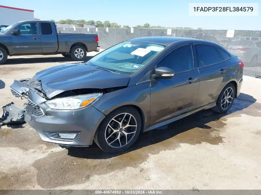 2015 Ford Focus Se VIN: 1FADP3F28FL384579 Lot: 40674982