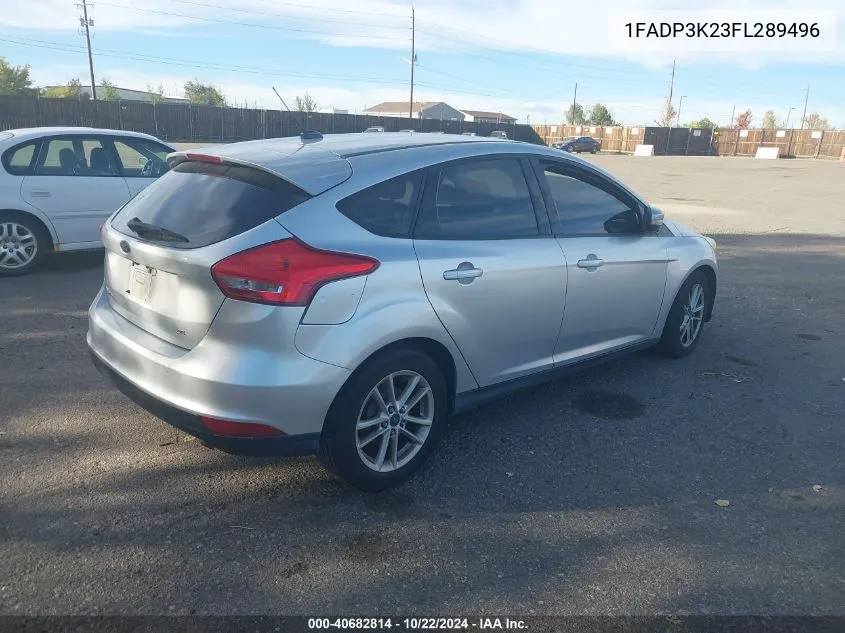 2015 Ford Focus Se VIN: 1FADP3K23FL289496 Lot: 40682814