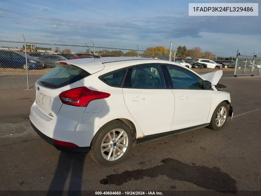 2015 Ford Focus Se VIN: 1FADP3K24FL329486 Lot: 40684660