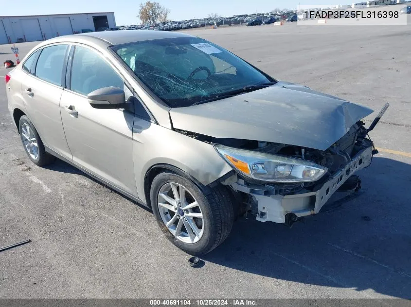 2015 Ford Focus Se VIN: 1FADP3F25FL316398 Lot: 40691104