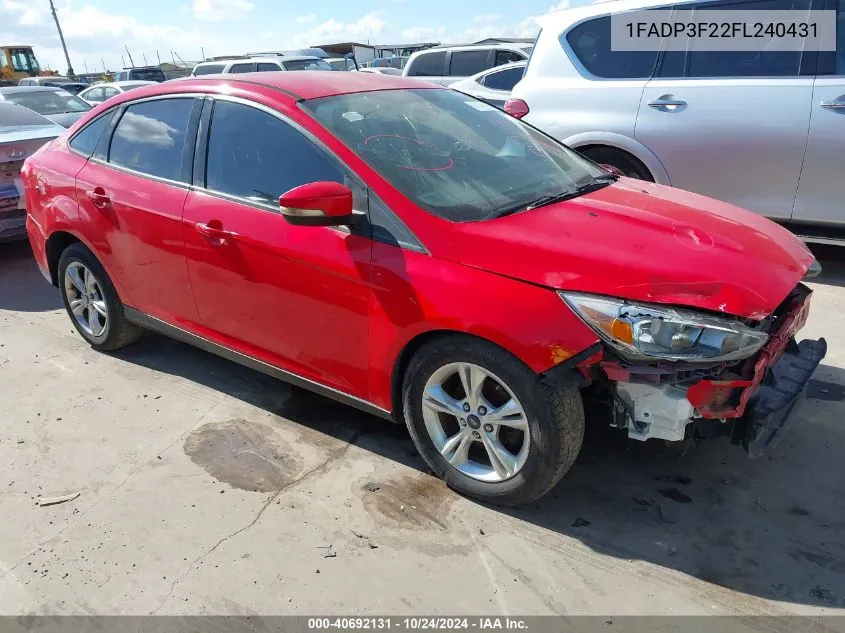 2015 Ford Focus Se VIN: 1FADP3F22FL240431 Lot: 40692131