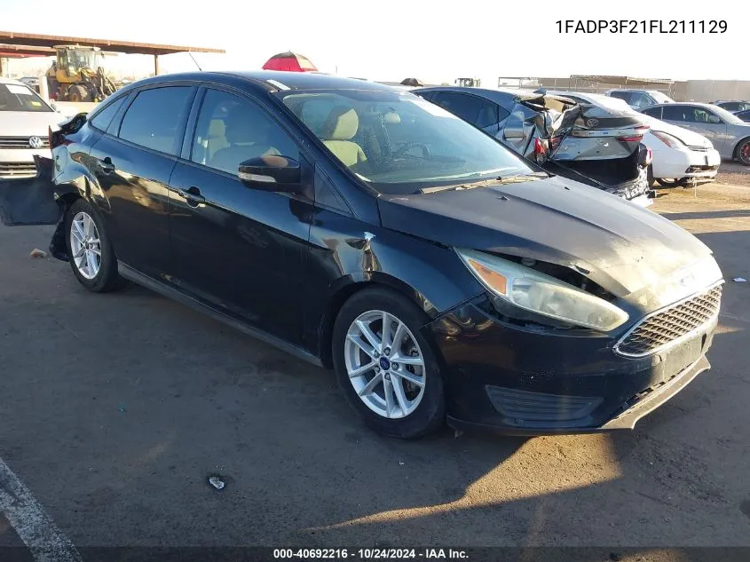 2015 Ford Focus Se VIN: 1FADP3F21FL211129 Lot: 40692216