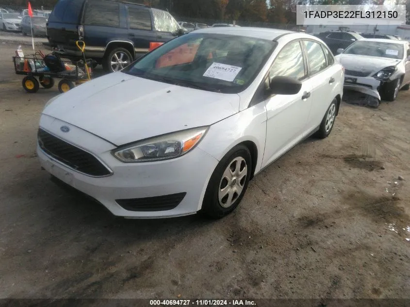 2015 Ford Focus S VIN: 1FADP3E22FL312150 Lot: 40694727