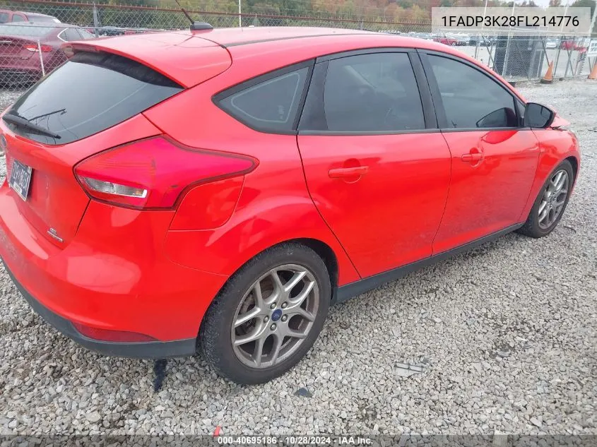 2015 Ford Focus Se VIN: 1FADP3K28FL214776 Lot: 40695186