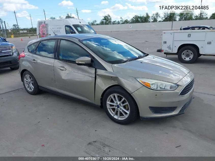 2015 Ford Focus Se VIN: 1FADP3K22FL204485 Lot: 40703617