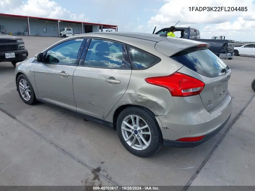 2015 Ford Focus Se VIN: 1FADP3K22FL204485 Lot: 40703617