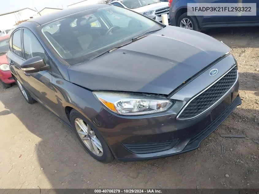 2015 Ford Focus Se VIN: 1FADP3K21FL293322 Lot: 40706279