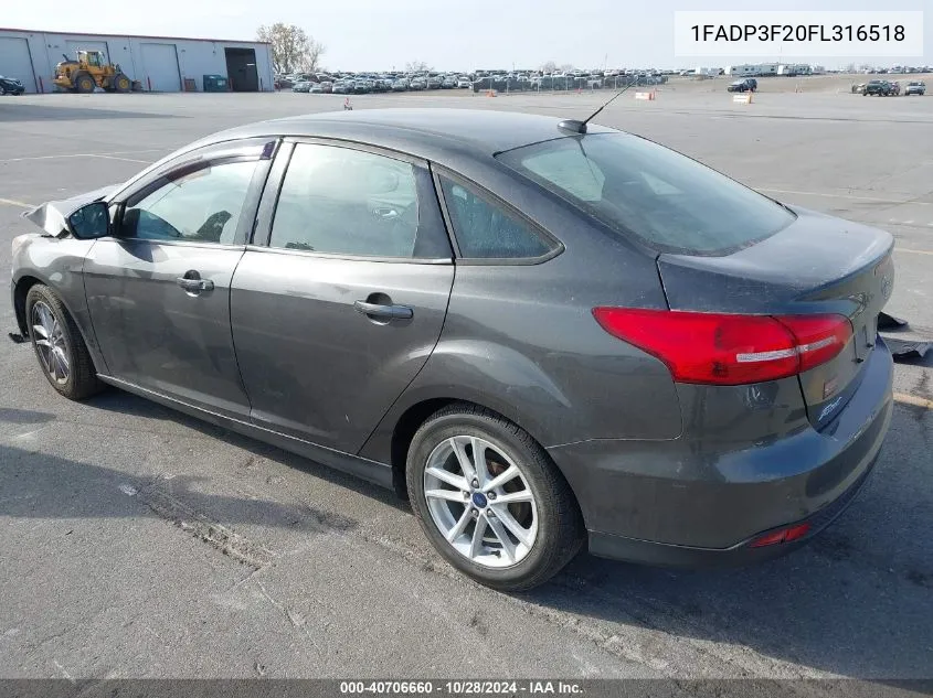 2015 Ford Focus Se VIN: 1FADP3F20FL316518 Lot: 40706660