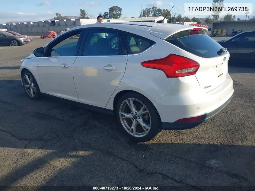 2015 Ford Focus Titanium VIN: 1FADP3N26FL269738 Lot: 40719273