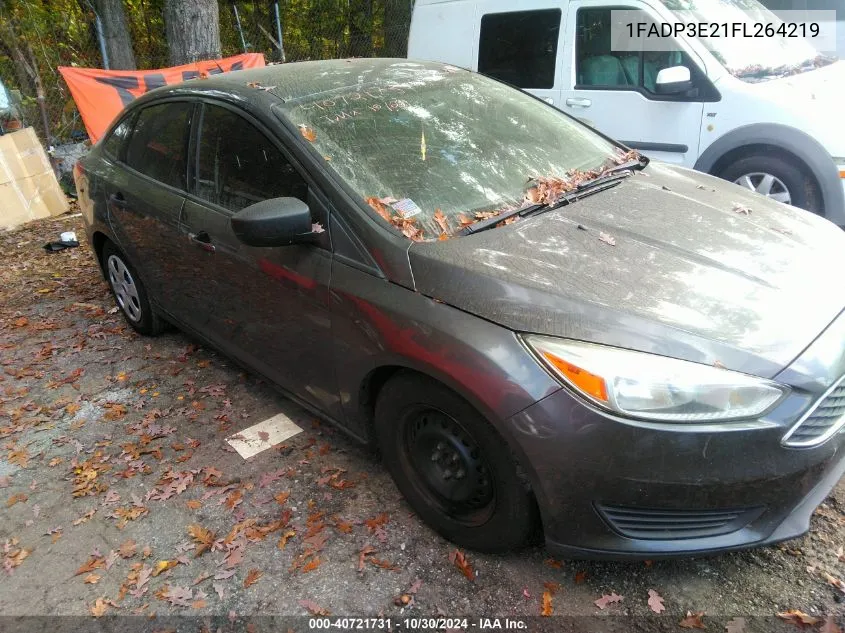 2015 Ford Focus S VIN: 1FADP3E21FL264219 Lot: 40721731