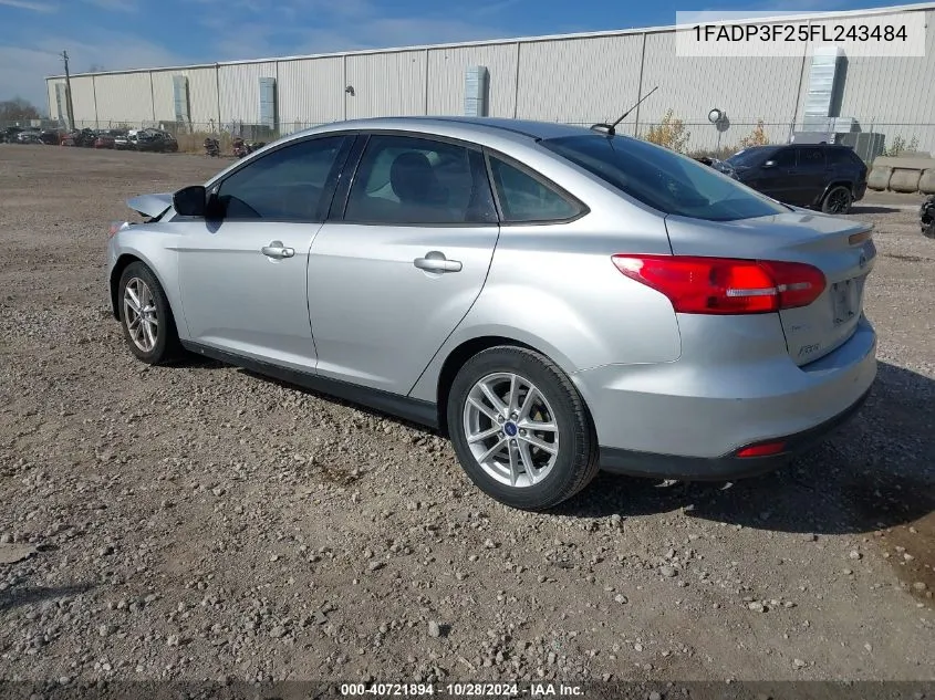 2015 Ford Focus Se VIN: 1FADP3F25FL243484 Lot: 40721894