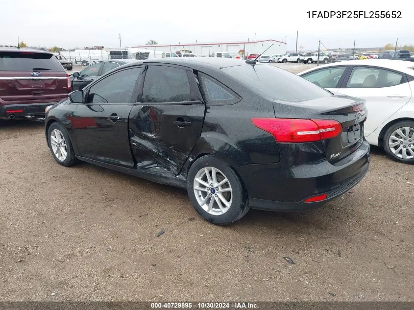 2015 Ford Focus Se VIN: 1FADP3F25FL255652 Lot: 40729895