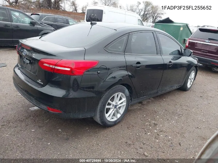 2015 Ford Focus Se VIN: 1FADP3F25FL255652 Lot: 40729895