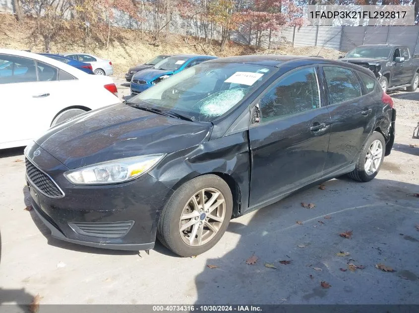 2015 Ford Focus Se VIN: 1FADP3K21FL292817 Lot: 40734316