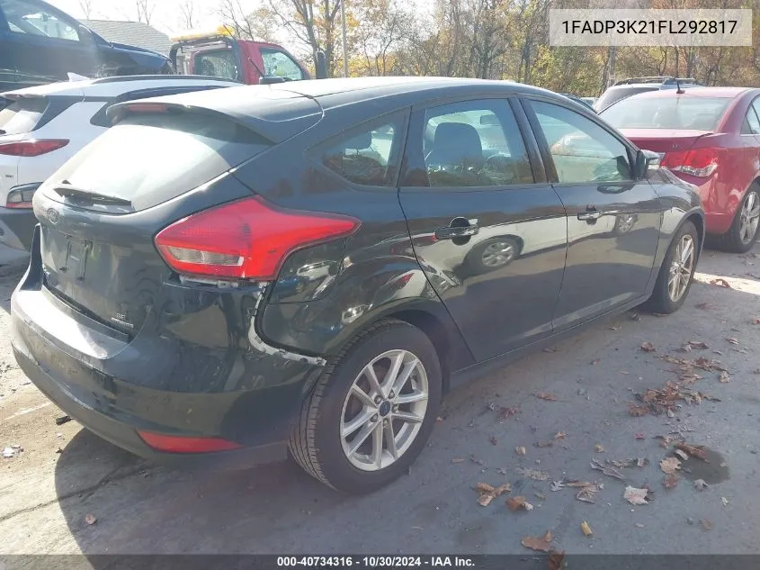 2015 Ford Focus Se VIN: 1FADP3K21FL292817 Lot: 40734316