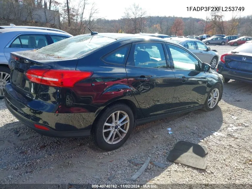 2015 Ford Focus Se VIN: 1FADP3F2XFL253749 Lot: 40740762