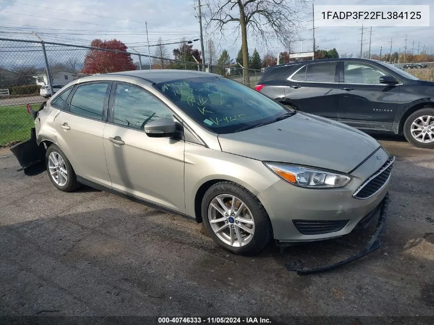 2015 Ford Focus Se VIN: 1FADP3F22FL384125 Lot: 40746333