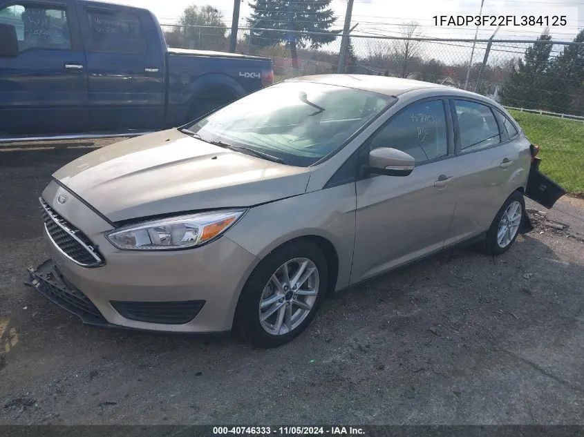 2015 Ford Focus Se VIN: 1FADP3F22FL384125 Lot: 40746333