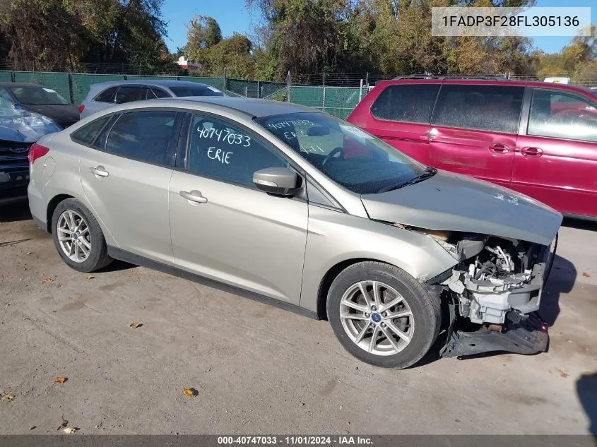 2015 Ford Focus Se VIN: 1FADP3F28FL305136 Lot: 40747033