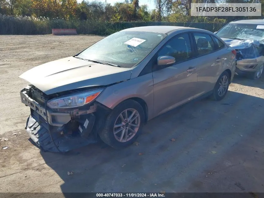 2015 Ford Focus Se VIN: 1FADP3F28FL305136 Lot: 40747033