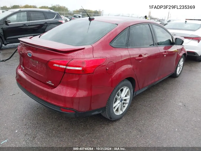 2015 Ford Focus Se VIN: 1FADP3F29FL235369 Lot: 40748264