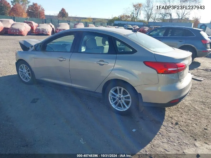 2015 Ford Focus Se VIN: 1FADP3F23FL237943 Lot: 40748396