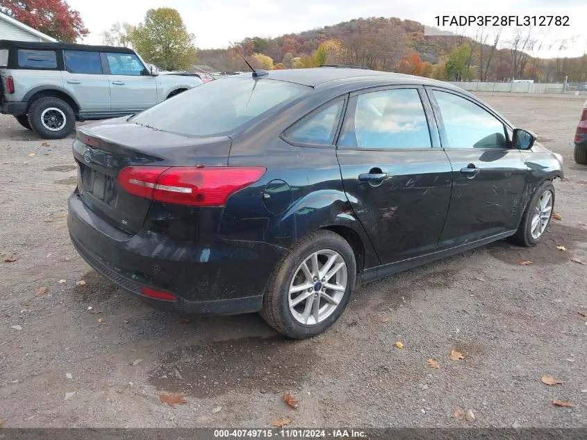 2015 Ford Focus Se VIN: 1FADP3F28FL312782 Lot: 40749715