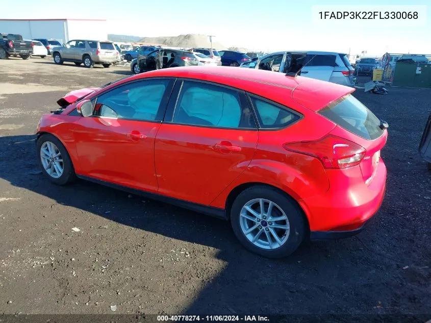 2015 Ford Focus Se VIN: 1FADP3K22FL330068 Lot: 40778274