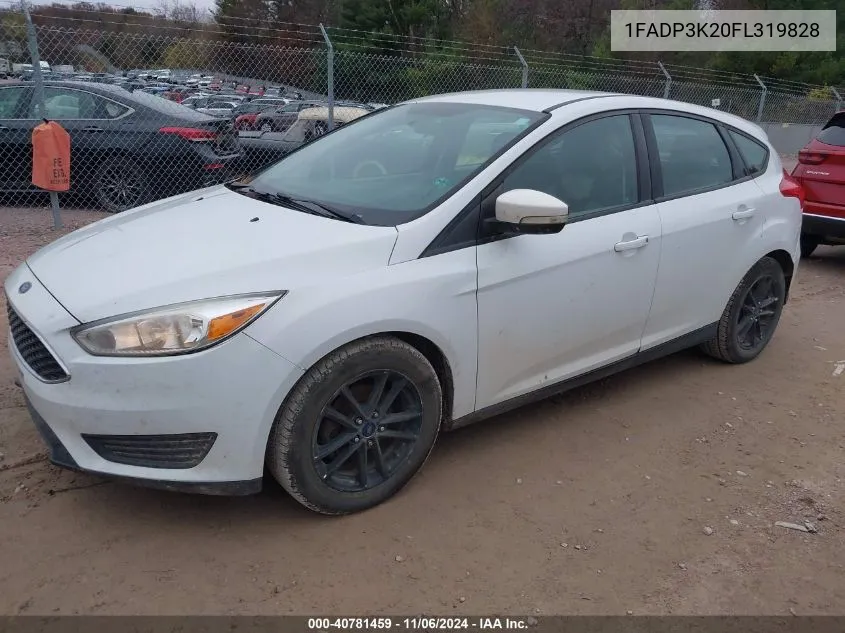 2015 Ford Focus Se VIN: 1FADP3K20FL319828 Lot: 40781459