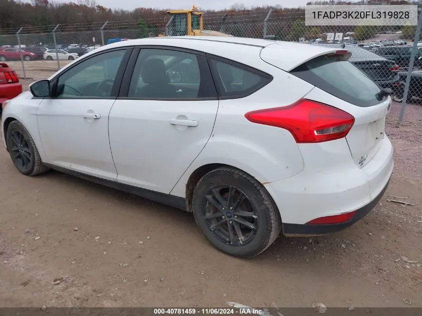 2015 Ford Focus Se VIN: 1FADP3K20FL319828 Lot: 40781459