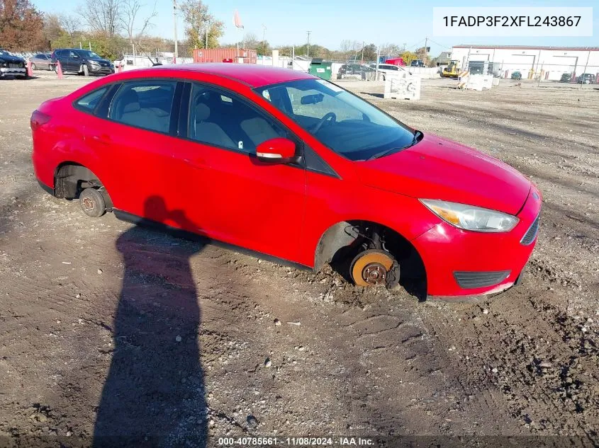 2015 Ford Focus Se VIN: 1FADP3F2XFL243867 Lot: 40785661