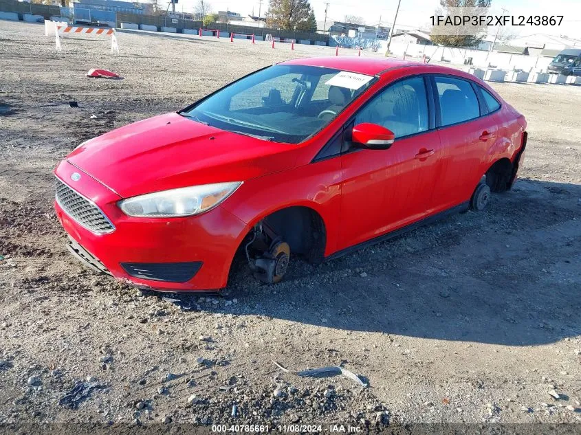 2015 Ford Focus Se VIN: 1FADP3F2XFL243867 Lot: 40785661